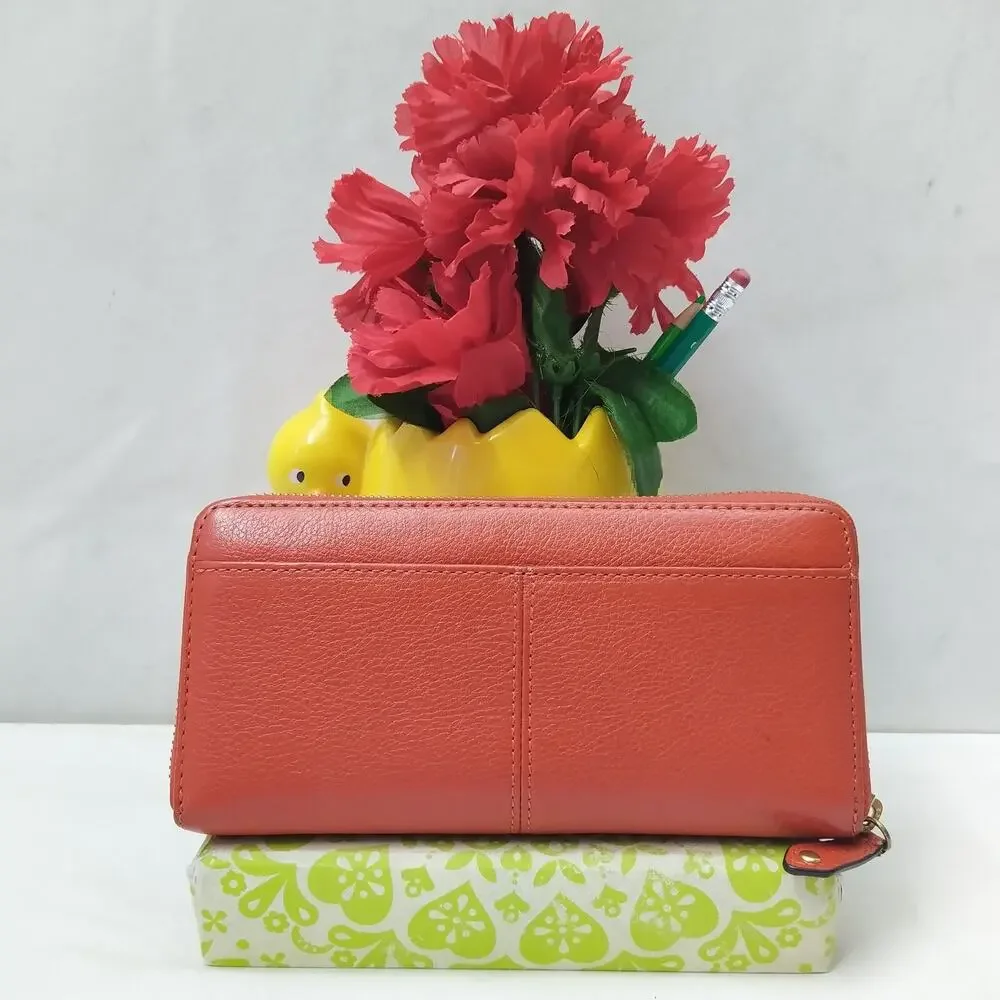 Coach Ashley Red Leather Zip Around Credit Card Wallet